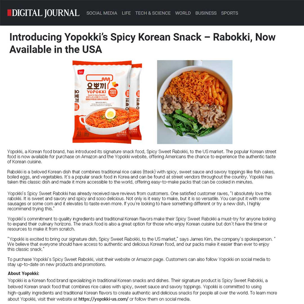 Introducing Yopokki’s Spicy Korean Snack – Rabokki, Now Available in the USA