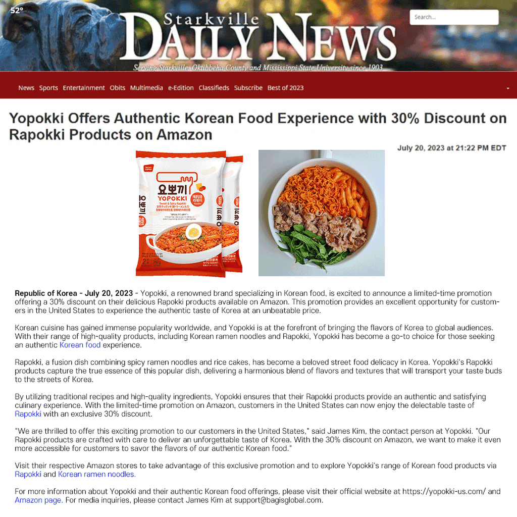 Yopokki Offers Authentic Korean Food Experience with 30% Discount on Rapokki Products on Amazon