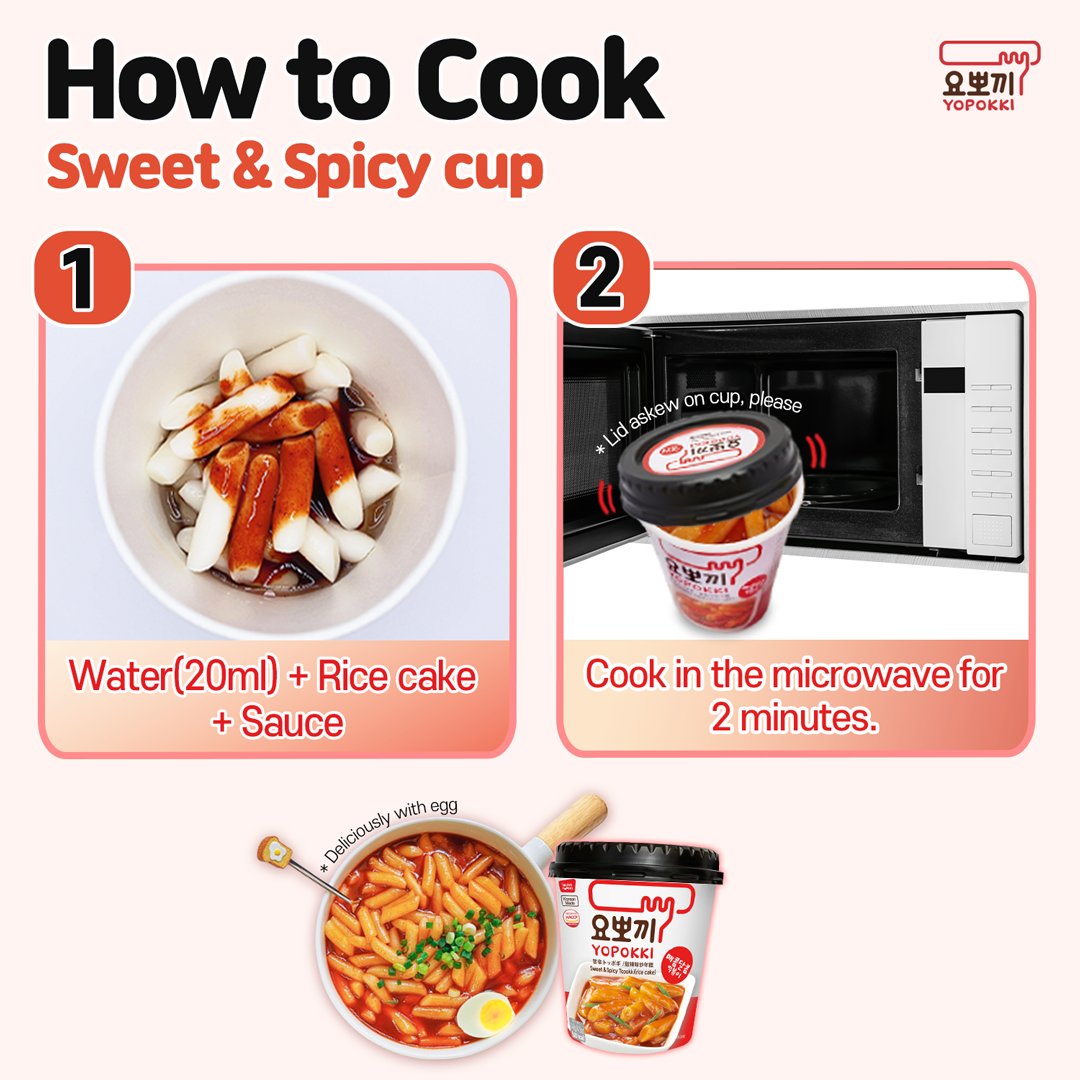 Yopokki - Sweet & Mild Spicy Topokki - Sweet & Mild Spicy Cup 12EA - Step by step Receipt 