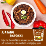 Jjajang Rabokki Sauce Rice Cake - Enjoy the flavors of Korea wherever you are, soft textured rice cake mixed with a rich Jjajang sauce