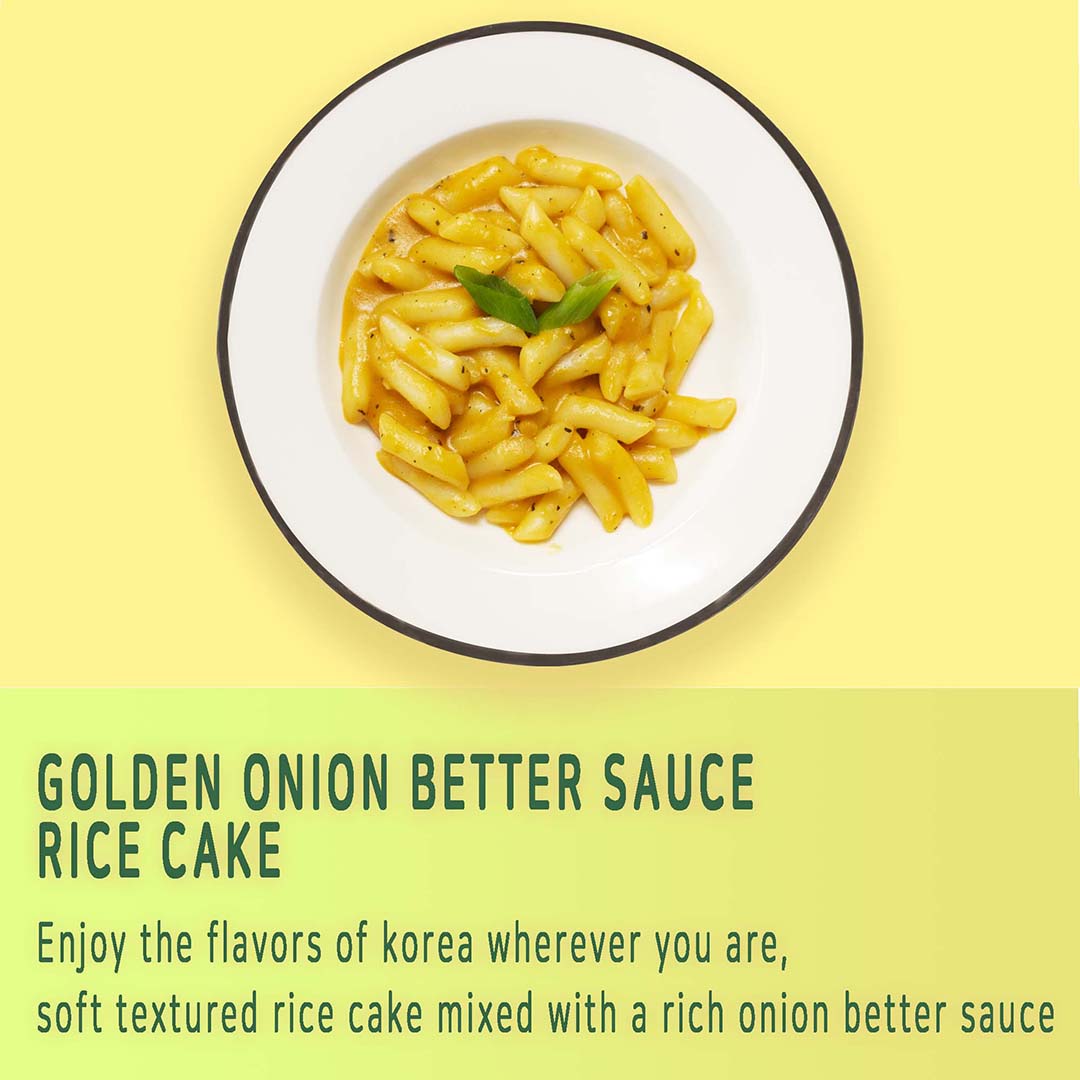 Onion Butter Sauce Rice Cake - Enjoy the flavors of Korea wherever you are, soft textured rice cake mixed with a rich Onion Butter sauce