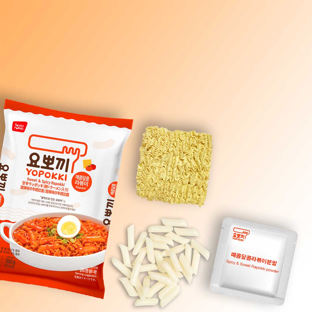 Yopokki - Sweet & Mild Spicy Rabokki - Sweet & Mild Spicy Rabokki Pack 20EA - Product Detail Picture 